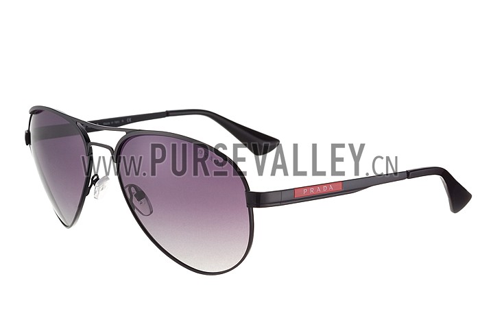 Prada Aviator Linea Rossa Logo Black Frame Sunglasses 308222