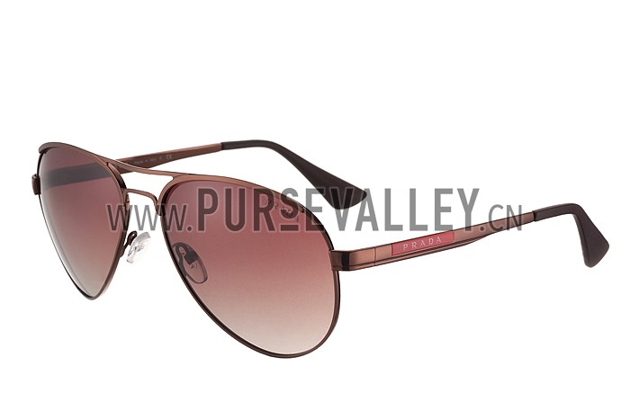 Prada Aviator Linea Rossa Logo Brown Frame Sunglasses 308223