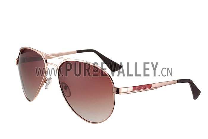 Prada Aviator Linea Rossa Logo Gold Frame Sunglasses 308224
