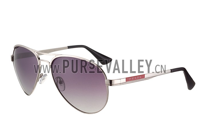 Prada Aviator Linea Rossa Logo Silver Frame Sunglasses 308226