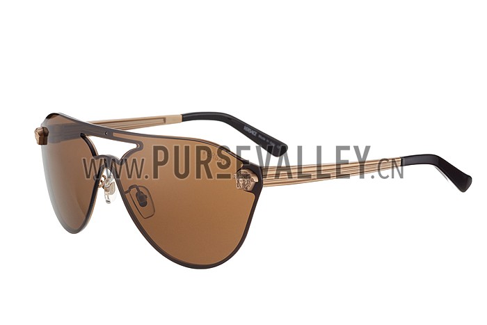 Versace Medusa Aviator Brown Lenses Gold Temples Sunglasses 308245