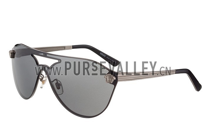 Versace Medusa Aviator Light Grey Lenses Silver Temples Sunglasses 308248