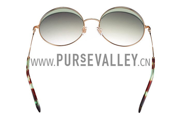 Miu Miu Noir Retro Round Semi-Rimless Light Green Sunglasses 307888