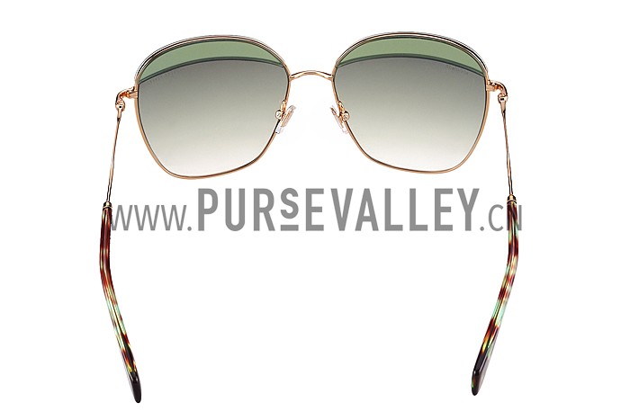 Miu Miu Oversized Square Half Frames Light Green Sunglasses 307896