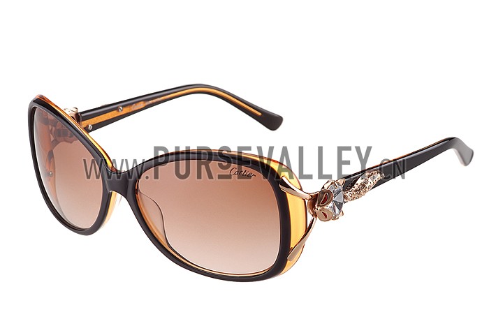 Cartier Decor Panthere Brown Frame Sunglasses 308073