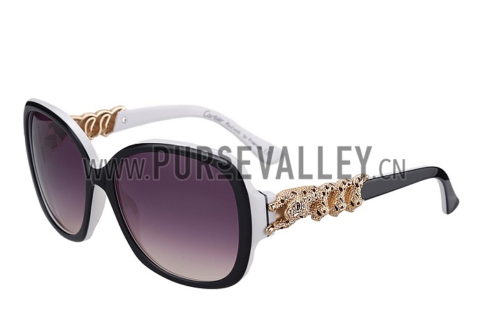 Cartier Wild Panthere Diamond Square White Sunglasses 307785