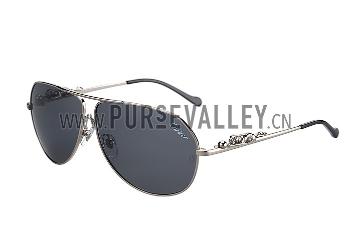 Cartier Wild Panthere Aviator Silver Sunglasses 307801