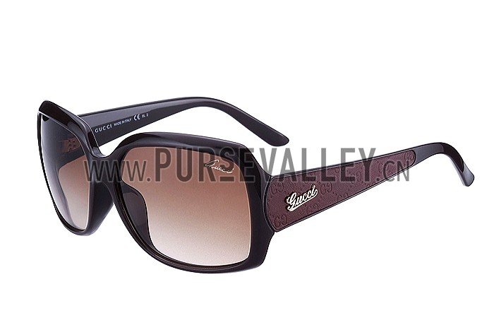 Gucci Oversized Square Leather Brown Sunglasses 307816
