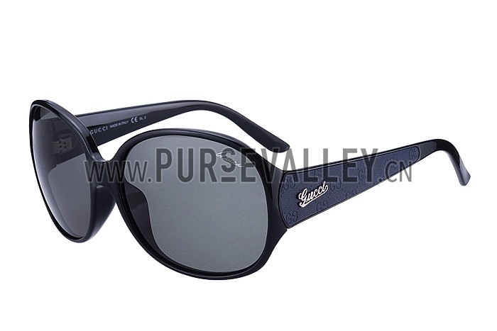 Gucci Oversized Round Leather Dark Blue Sunglasses 307819