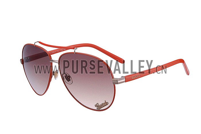 Gucci Aviator With Gucci Logo Orange Sunglasses 307825