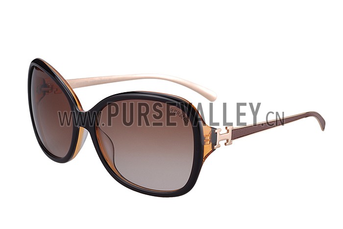 Hermes H Logo Leather Brown Sunglasses 307847