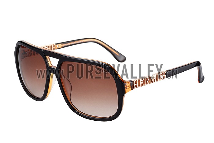 Hermes Aviator With Hermes Logo Brown Sunglasses 307851