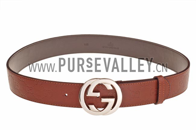 Gucci Belt with Interlocking G Buckle Brown