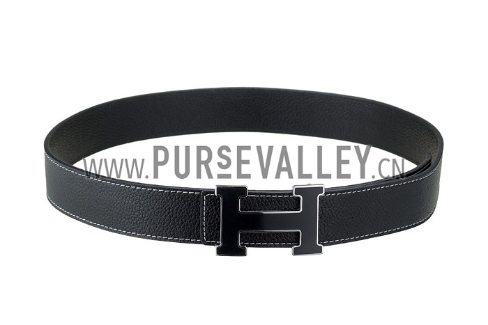 Hermes Large H Buckle Black Belt