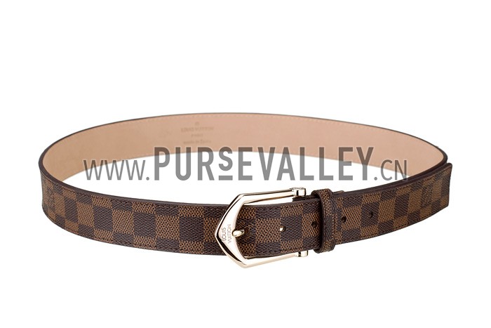 Louis Vuitton Replica Arrow Shaped Brass Hook Buckle Damier Canvas Leather Belt