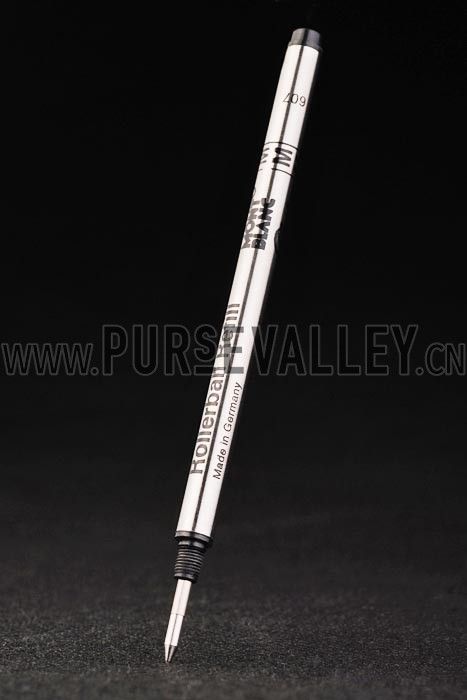 MontBlanc Silver Trimmed Black Ballpoint Pen With Rounded Tip Cap
