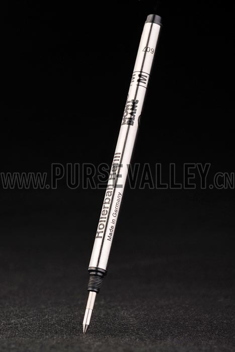 MontBlanc Silver Vertical Grooved Cutwork Slim Ballpoint Pen With MB Engraved Cap