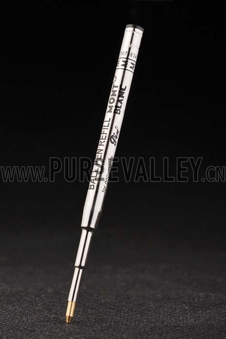 MontBlanc Pointed Tip Thick Rounded MB Engraved Silver Ballpoint Pen With Black Trimming