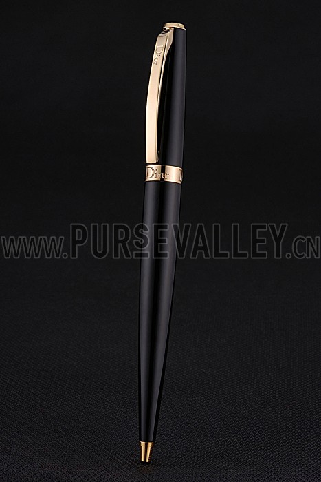 Christian Dior Gold Rimmed Black Ballpoint Pen 622735