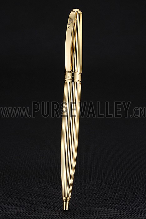 Christian Dior Vertically Grooved Gold Ballpoint Pen 622747
