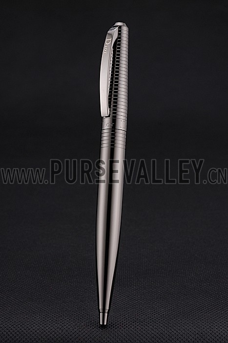 Christian Dior Horizontally Grooved Upper Body Dark Grey Ballpoint Pen 622749