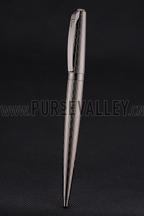 Christian Dior Fully Embossed Wave Pattern Dark Grey Ballpoint Pen 622752