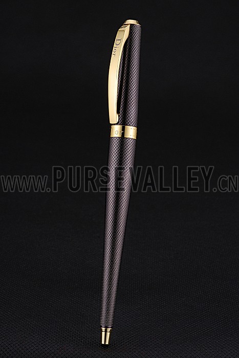 Christian Dior Gold Rimmed Fully Embossed Plum Slim Ballpoint Pen 622755