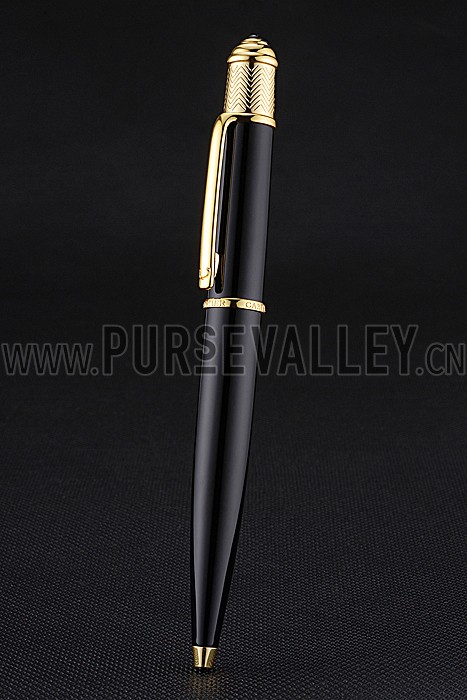 Cartier Gold Rimmed Black Ballpoint Pen 622759