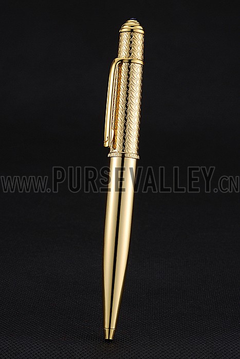 Cartier Gold Embossed Upper Body Gold Ballpoint Pen 622762