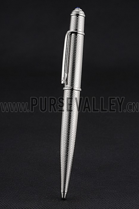 Cartier Fully Wave Patterned Silver Ballpoint Pen 622772