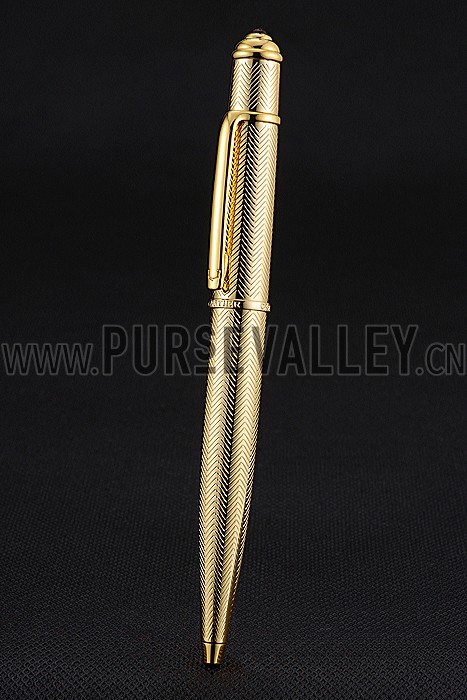 Cartier Fully Wave Patterned Gold Ballpoint Pen 622773