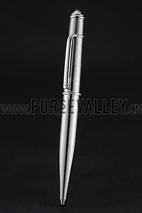 Cartier Upper Body Engraved Silver Ballpoint Pen 622774
