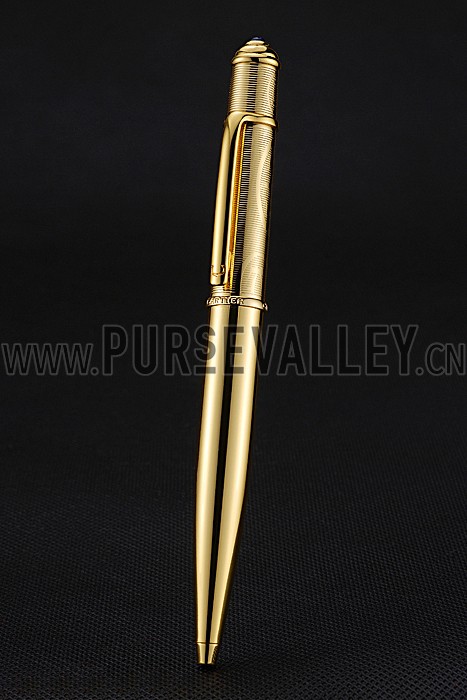 Cartier Upper Body Engraved Gold Ballpoint Pen 622775