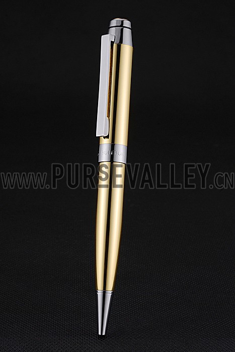 Louis Vuitton Silver Rimmed Gold Ballpoint Pen 622796
