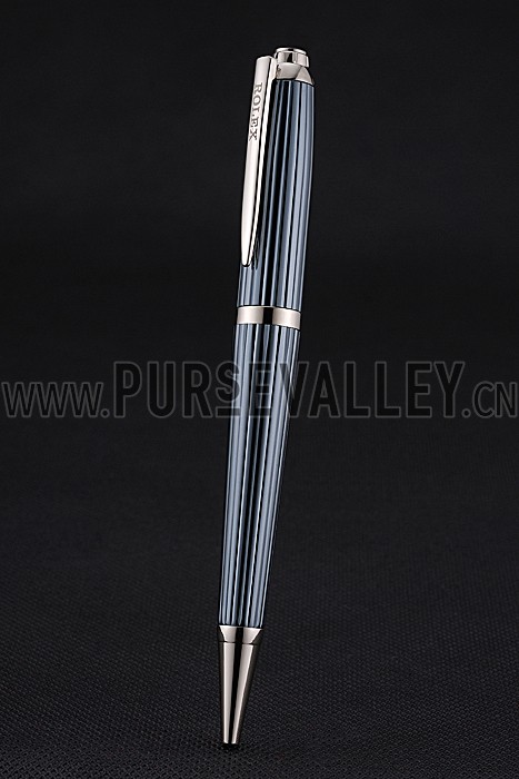 Rolex Silver Rimmed Dark Blue Ballpoint Pen 622801