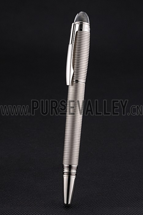 MontBlanc Starwalker Horizontally Grooved Silver Ballpoint Pen With Cap 622809