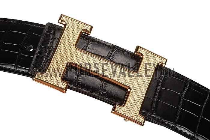 Hermes Alligator Black With Gold 