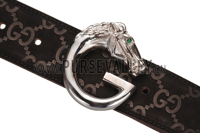 Guccissima Brown Leather Belt with Panthere Buckle