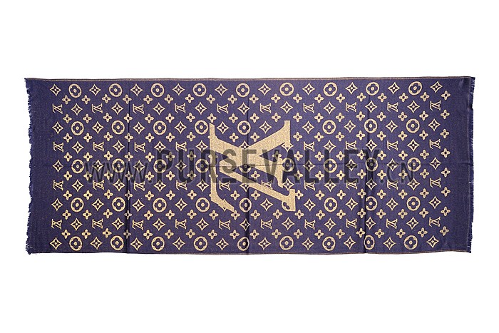 Louis Vuitton Blue Gold Monogram Scarf 621736
