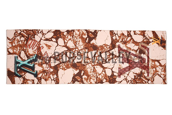 Louis Vuitton Marble Effect Print Brown Scarf 621806
