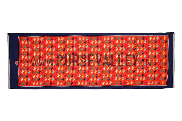 Hermes Horse Head Print Scarf Orange 621787