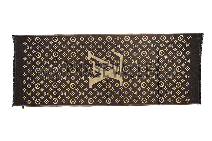 Louis Vuitton Black Gold Monogram Scarf 621735