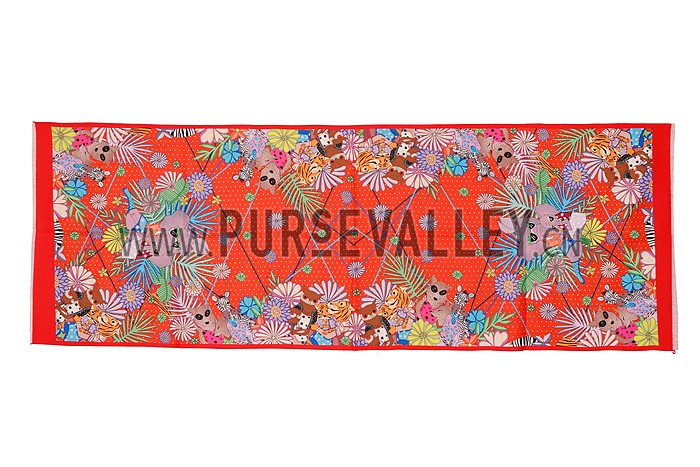 Hermes Animal Kingdom Scarf Orange 621799