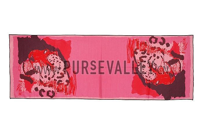 Alexander McQueen Printed Panthere Fuchsia Scarf 621781