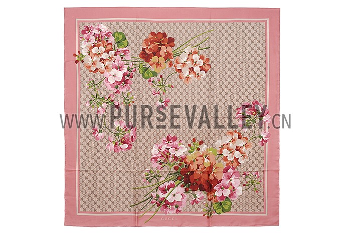 Gucci GG Blooms Print Scarf Pink 621820