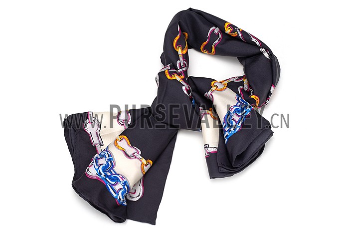 Louis Vuitton Chain Print Scarf Black 621817