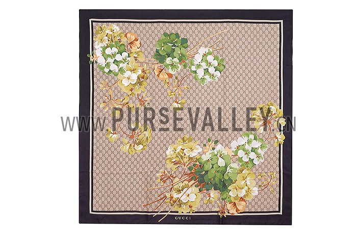 Gucci GG Blooms Print Scarf Black 621819