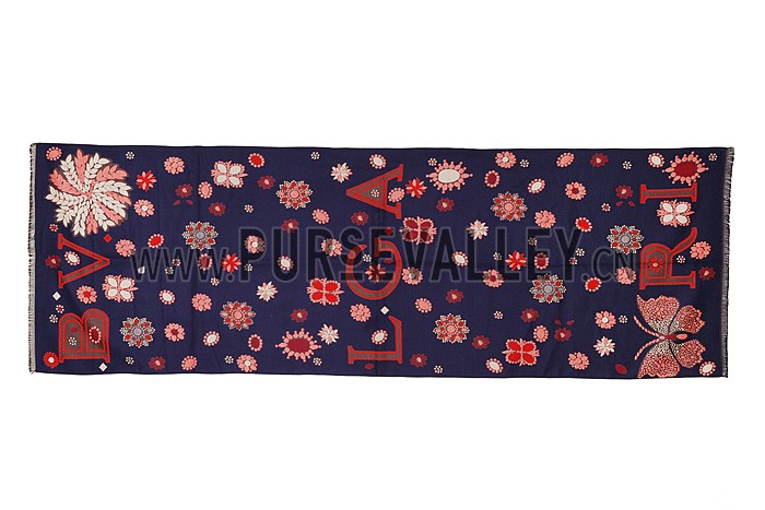 Bvlgari Blooming Flowers Dark Blue Scarf 621782