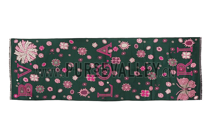 Bvlgari Blooming Flowers Dark Green Scarf 621783