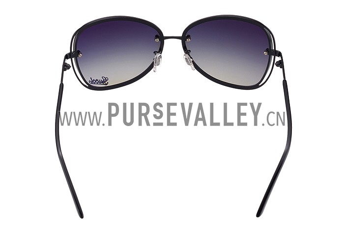 Gucci Aviator Gucci Logo On Lens Black Frame Sunglasses 307892